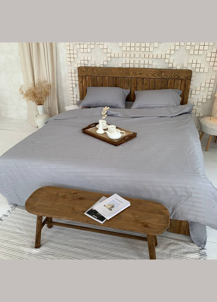 Полутораспальный КПБ микро страйп сатин "Серый" (145х210, 70х70) Glav Textile (297365327)