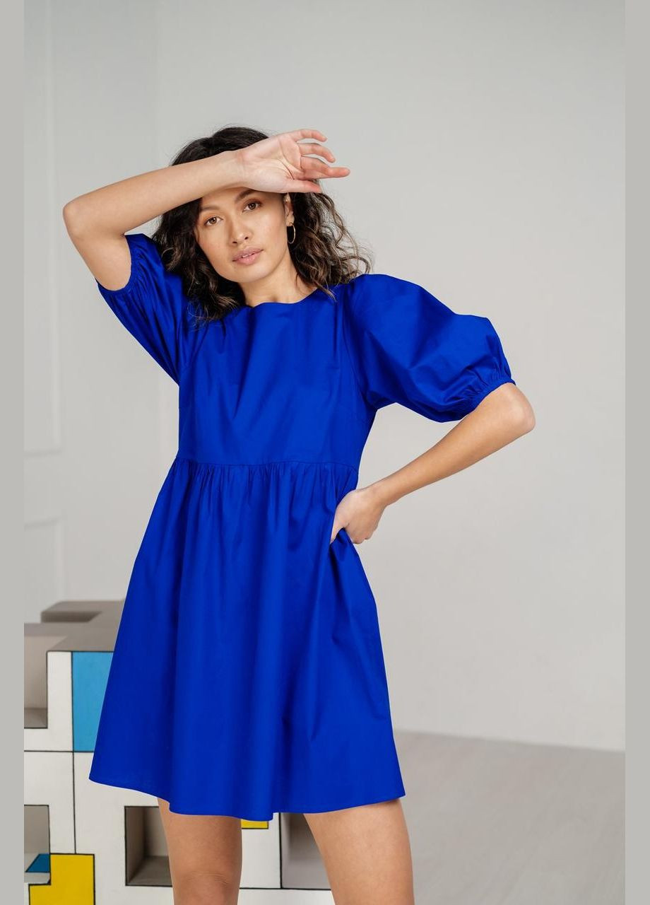 Синее платье женское котоновое со свободной юбкой мини электрик mkaz61 42 Modna KAZKA