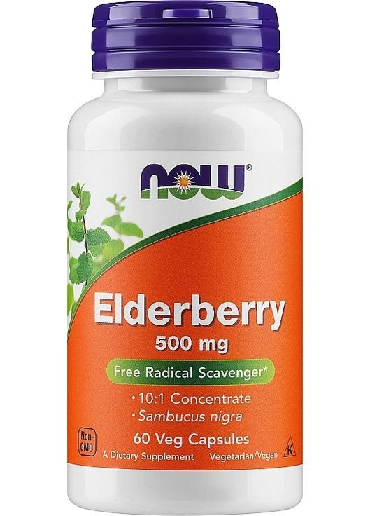 Капсули "Здоровий імунітет. Бузина", 500 мг Elderberry 60шт (874070-35033265) Now Foods (368641333)
