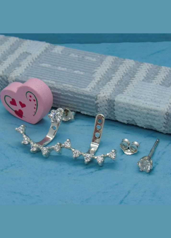 Срібні сережки джекети "Темперамент" No Brand (350667310)