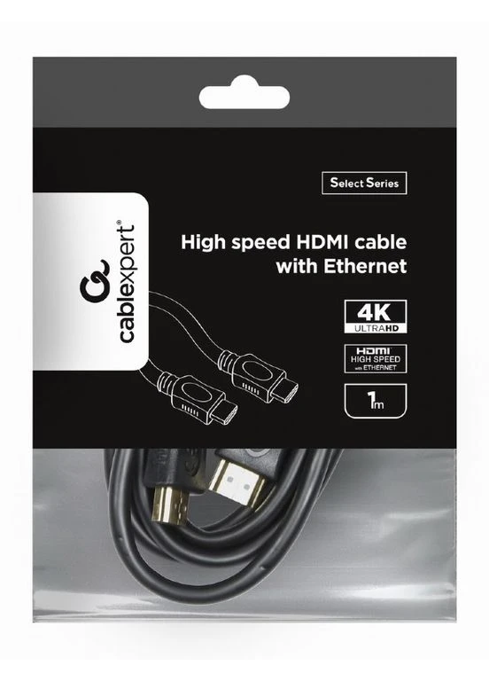 Кабель HDMI - HDMI V 1.4 (M/M), 1 м, чорний (CC-HDMI4L-1M) пакет Cablexpert (370618545)