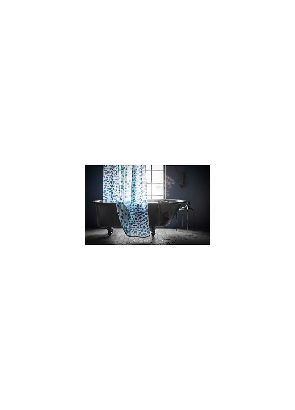 Шторка для ванної білий синій 180х200 см IKEA (272149893)