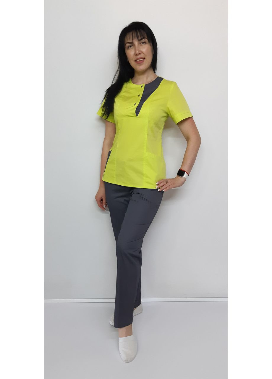 Медичний жіночий костюм Гремі котон короткий рукав 44, Білі коралові штани No Brand (361359714)