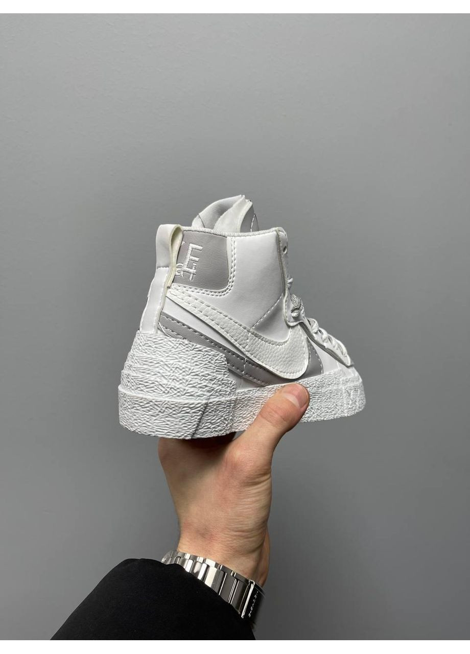 Сірі Осінні кросівки чоловічі nike blazer mid x sacai grey white найк блейзер No Brand