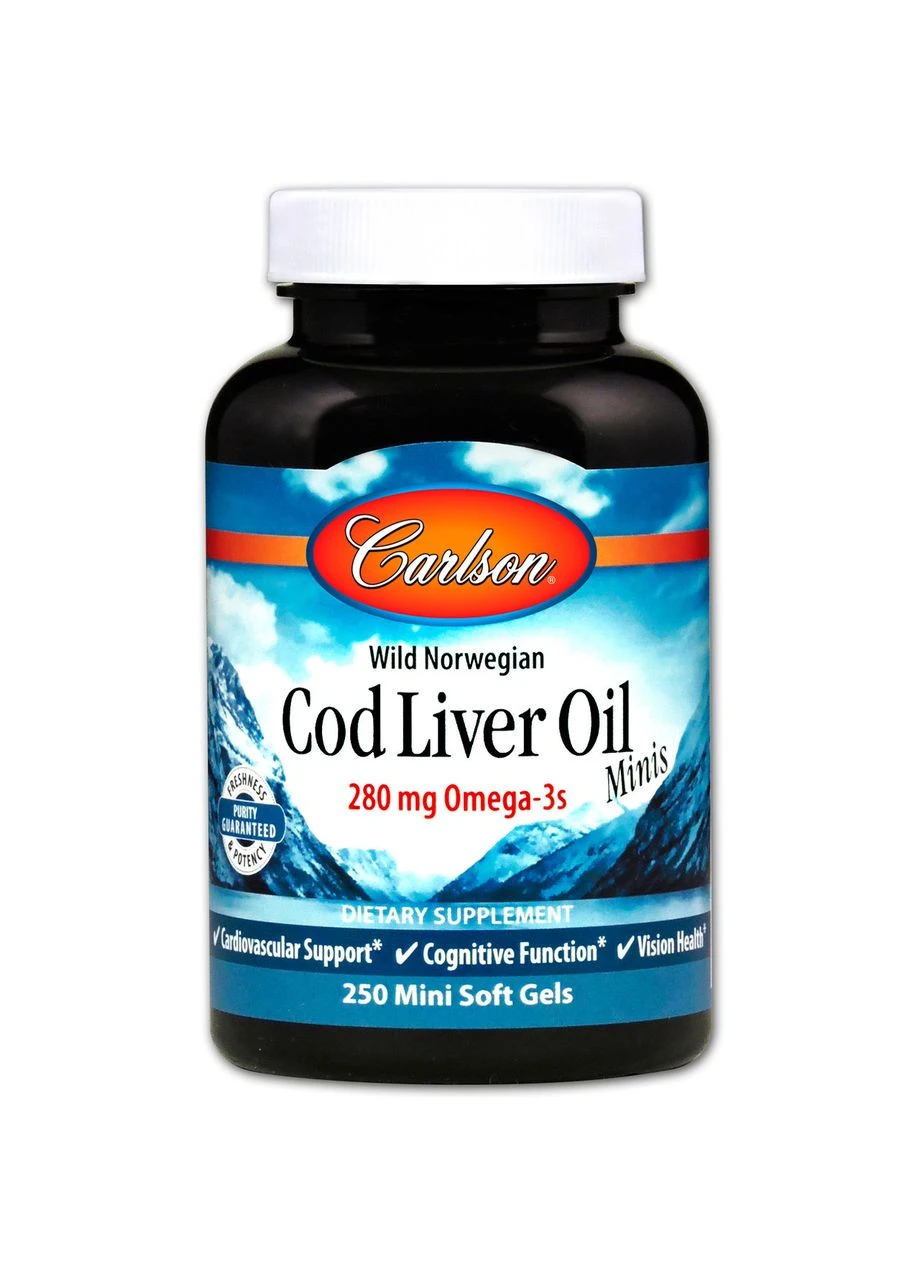 Жир із печінки дикої норвезької тріски,, Cod Liver Oil, 250 капсул Carlson Labs (364312644)