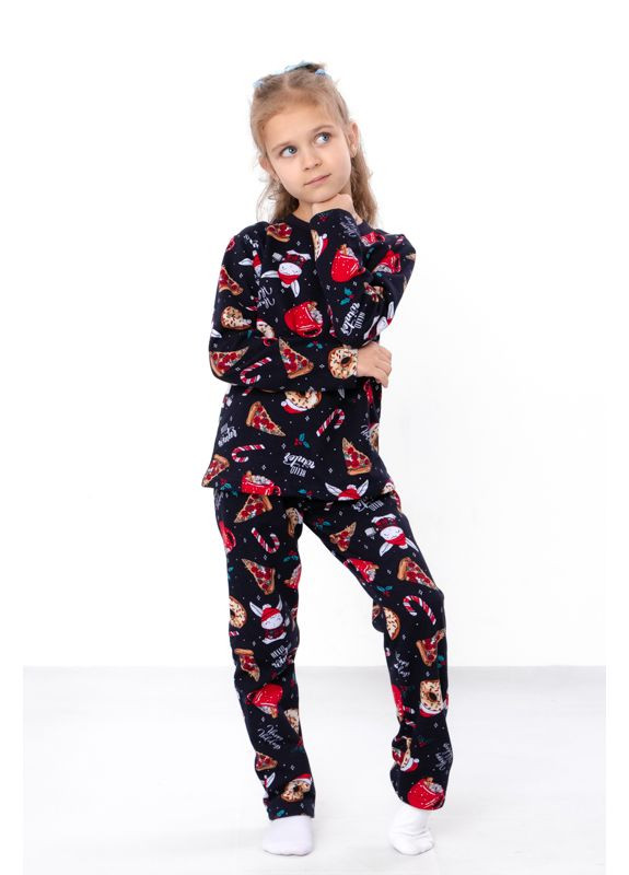 Темно-синяя зимняя утепленная пижама детская унисекс (штаны и кофта) с новогодним принтом (p-7481) реглан + брюки Носи своє 6076