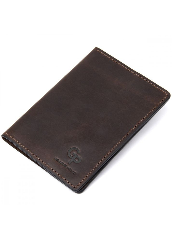 Темно-коричнева обкладинка для паспорта з вінтажної шкіри 252120 Grande Pelle (303830567)