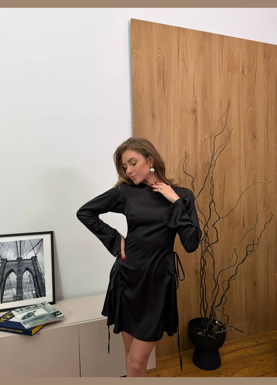 Черное праздничный, коктейльное, деловое, откровенный, повседневный, кэжуал, джинсовое, вечернее платье женское No Brand однотонное