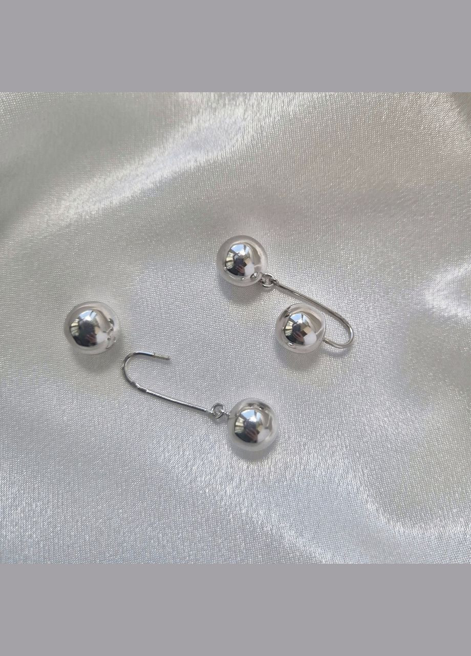 Срібні сережки 2 Кульки 10 мм на петлі срібло 925 проби Родоване 500076р 7.20г No Brand (341275234)