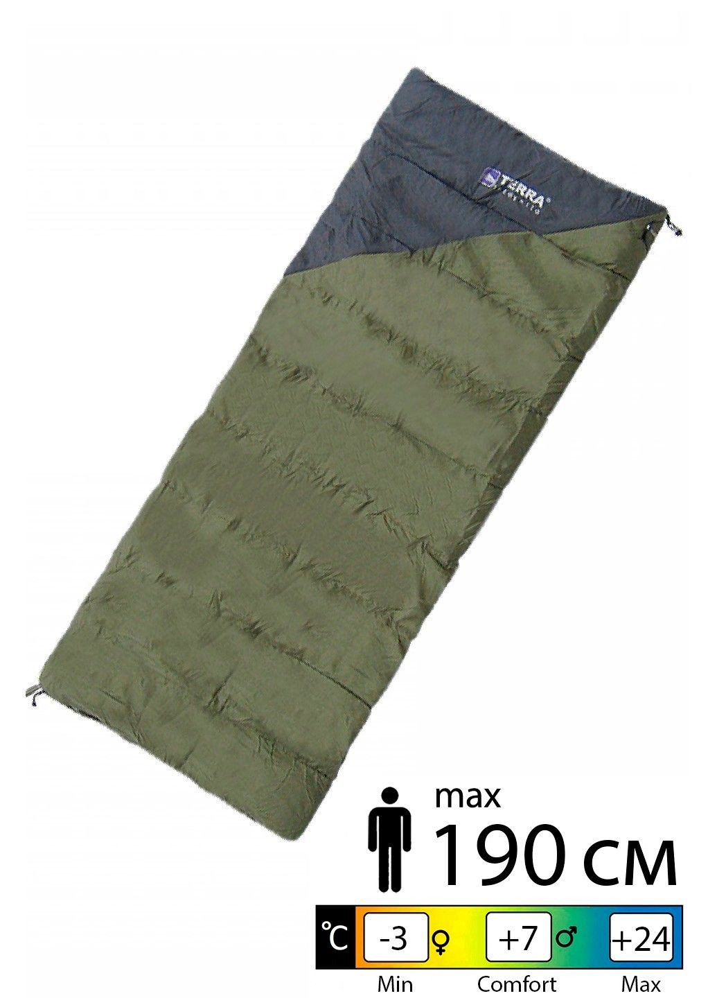 Спальник Campo 300 (+7°C) khaki 190 - 4823081502371 Terra Incognita (358498038)