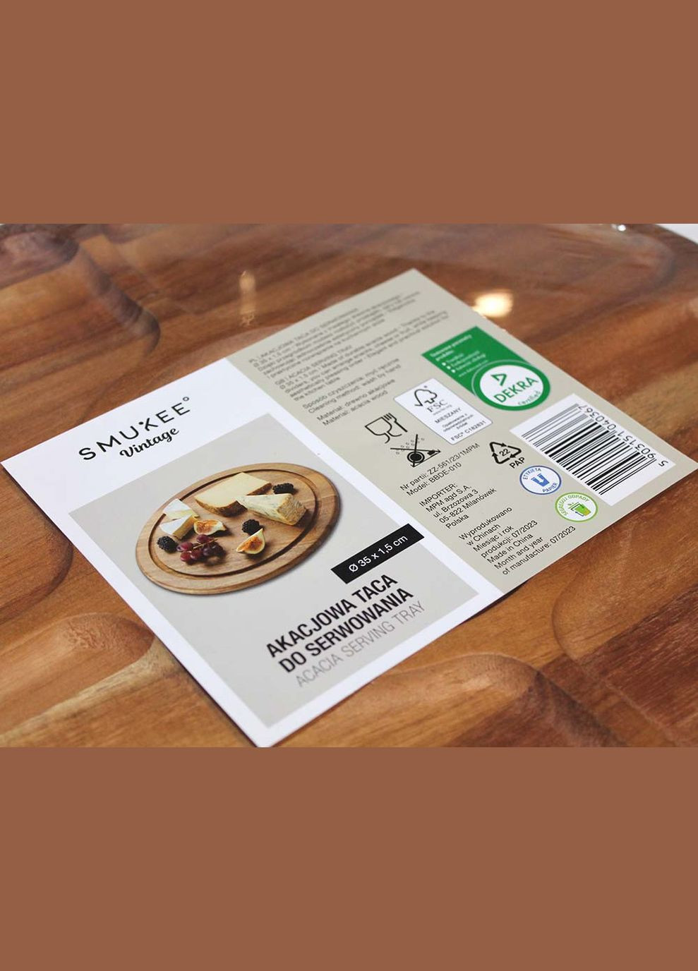 Менажниця на 4+1 секції для подачі страв, з акації, (35х1,5) No Brand (356518915)