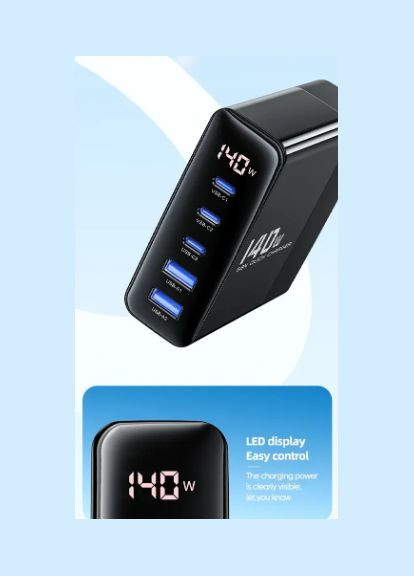Зарядний пристрій Desktop Gan Charger 140W Toocki (296108142)