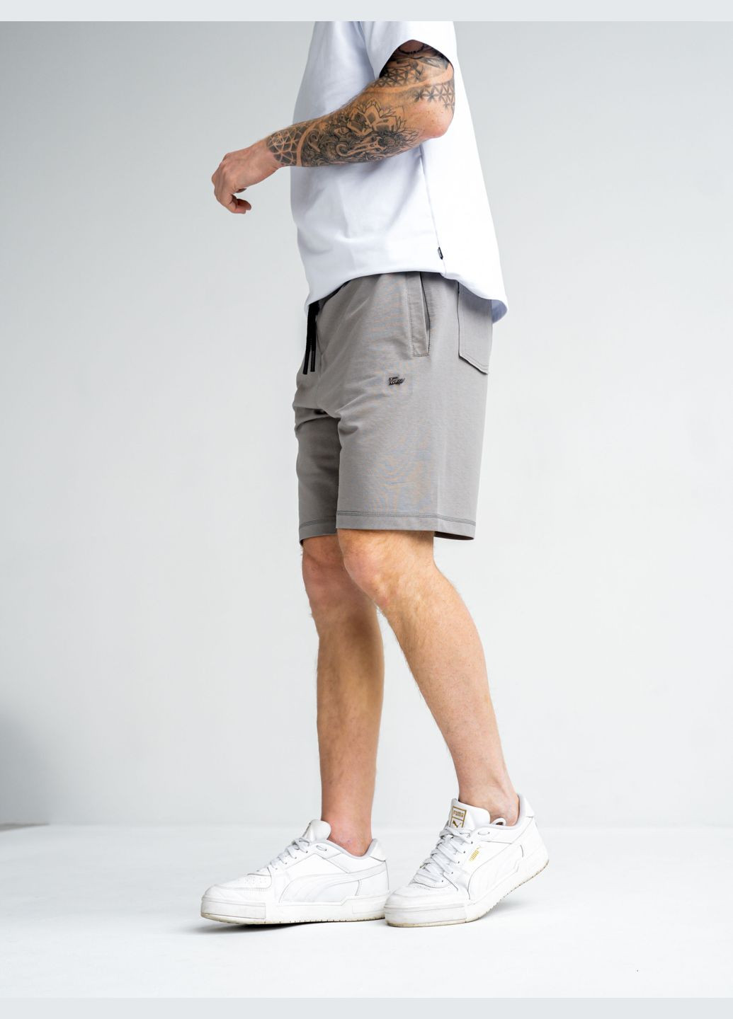 Шорты мужские спортивные повседневные серые шорты трикотажные оверсайз из хлопка baske Teamv (341721047)