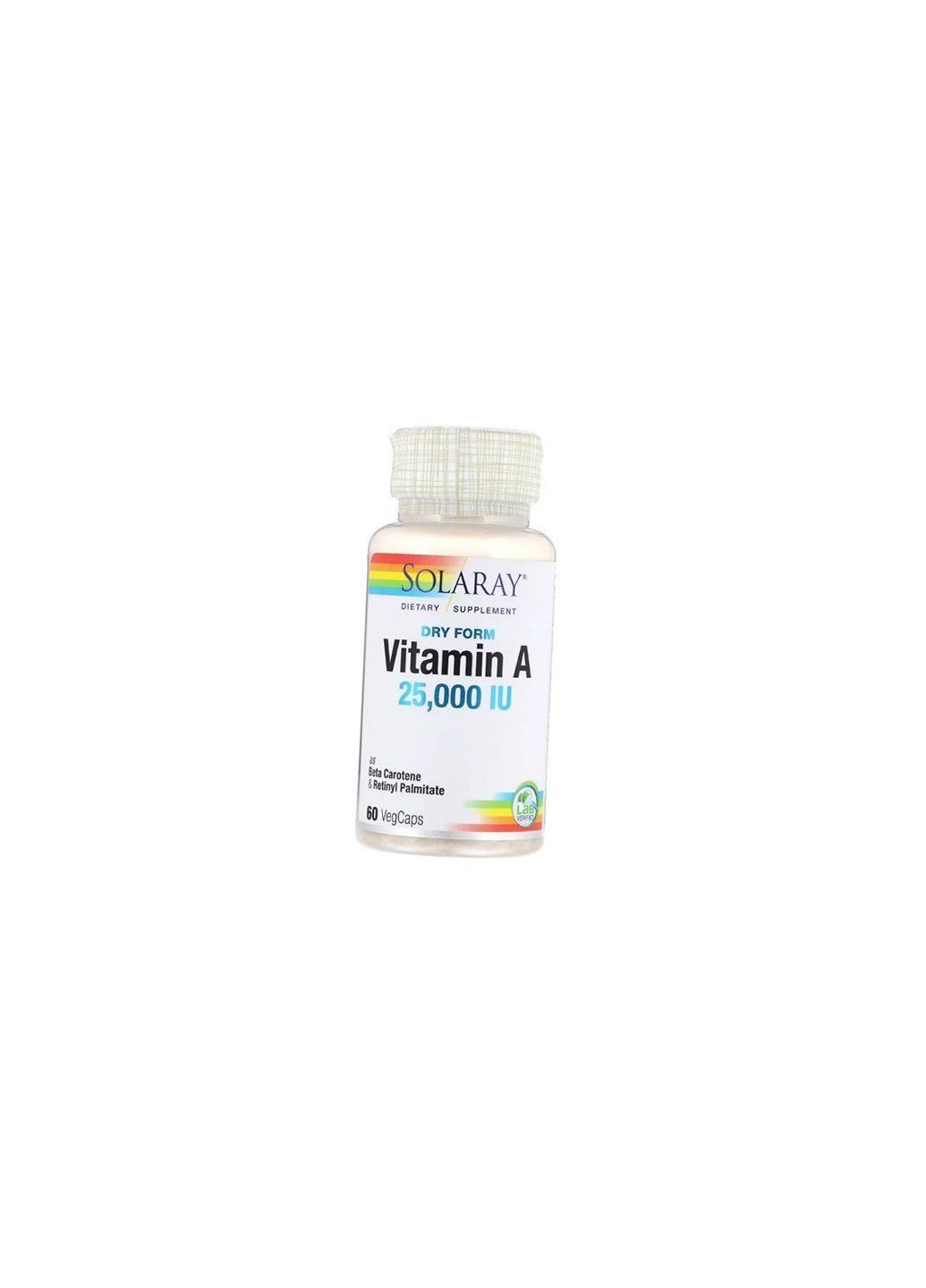 Вітамін А, Dry Vitamin A 25000, 60вегкапс (36411043) Solaray (293255241)
