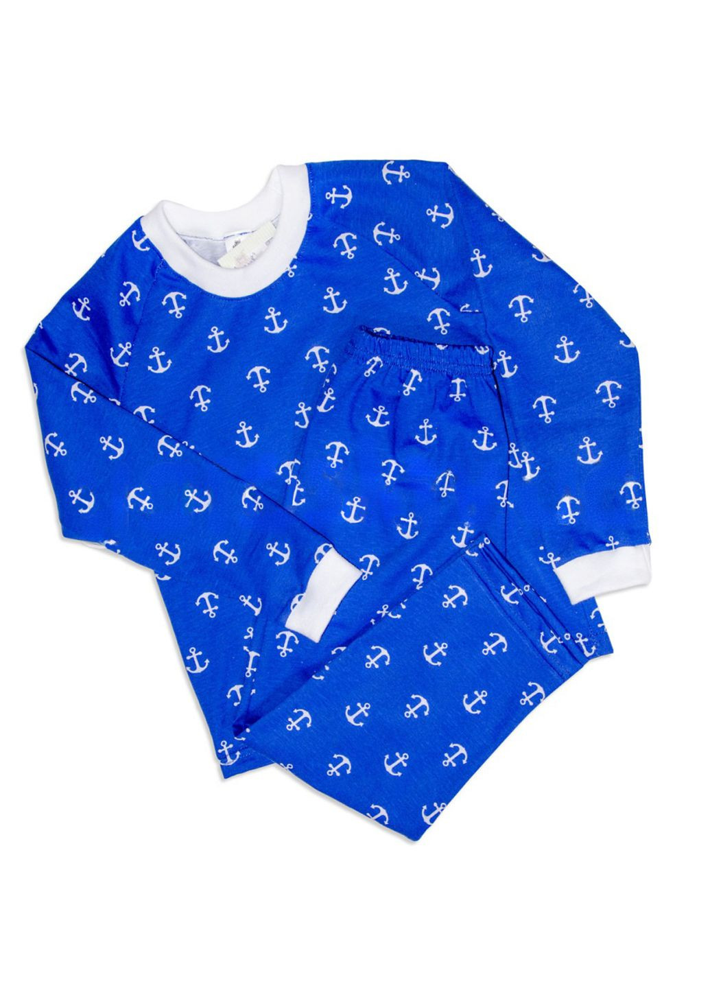 Синя всесезон піжама дитяча кулір м.д-123 якоря реглан + брюки Ярослав
