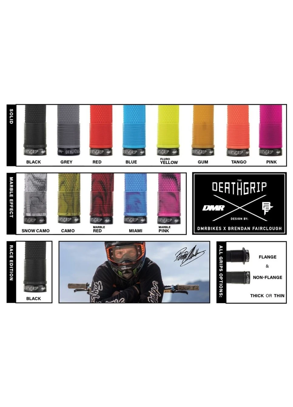 Гріпси Brendog DeathGrip Thick (A20) Flangeless [Snow Camo] (OBOD_DMR14-G-BREN2-TK-SC) DMR Bikes (395406276)