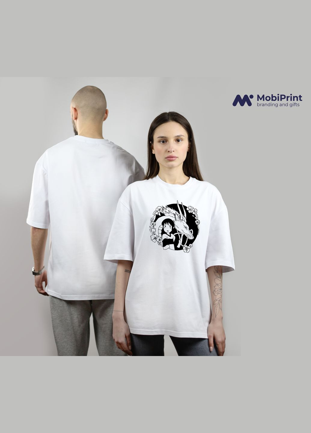 Футболка оверсайз Тихиро Огино Сэн и Хаку Унесённые призраками (Spirited Away) MobiPrint (293944094)