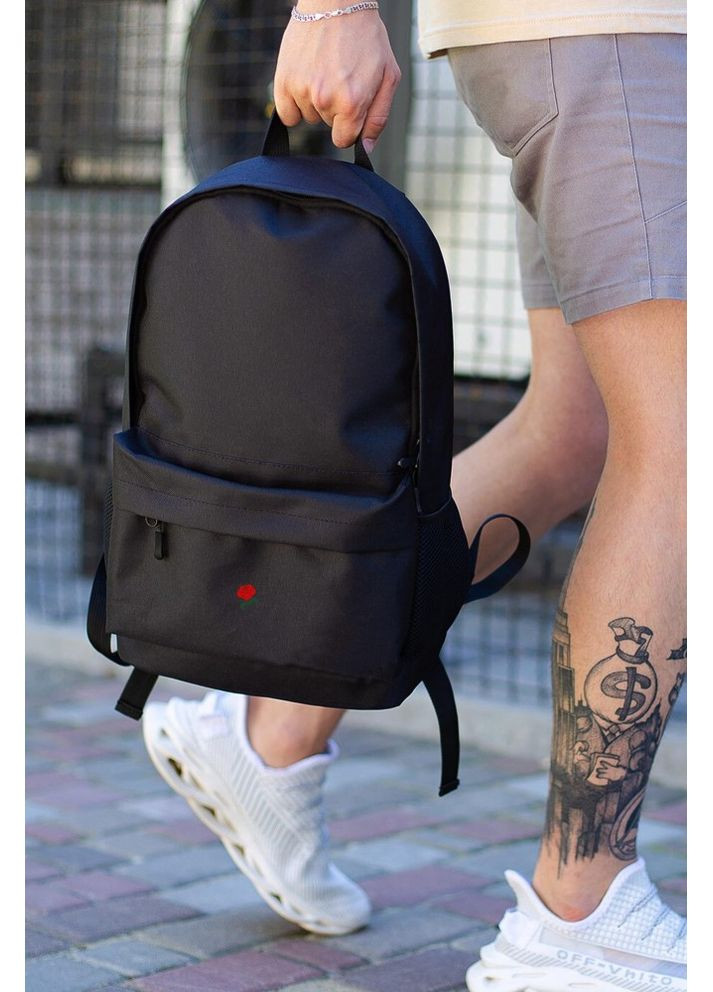 Повседневный школьный рюкзак с принтом Rose Black Without (349454518)