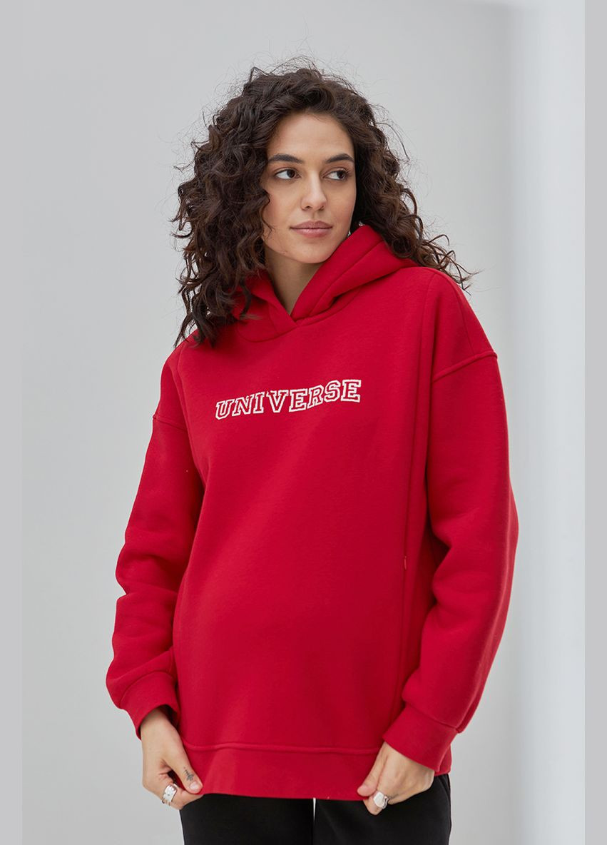 Комфортне худі для вагітних і годуючих з начосом червоне Юла мама (305214852)