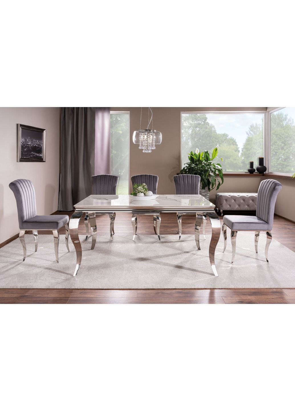 Стіл обідній PRINCE CERAMIC 150*90 білий CALACATTA/хром PRINCEBCH150 Signal (372178046)