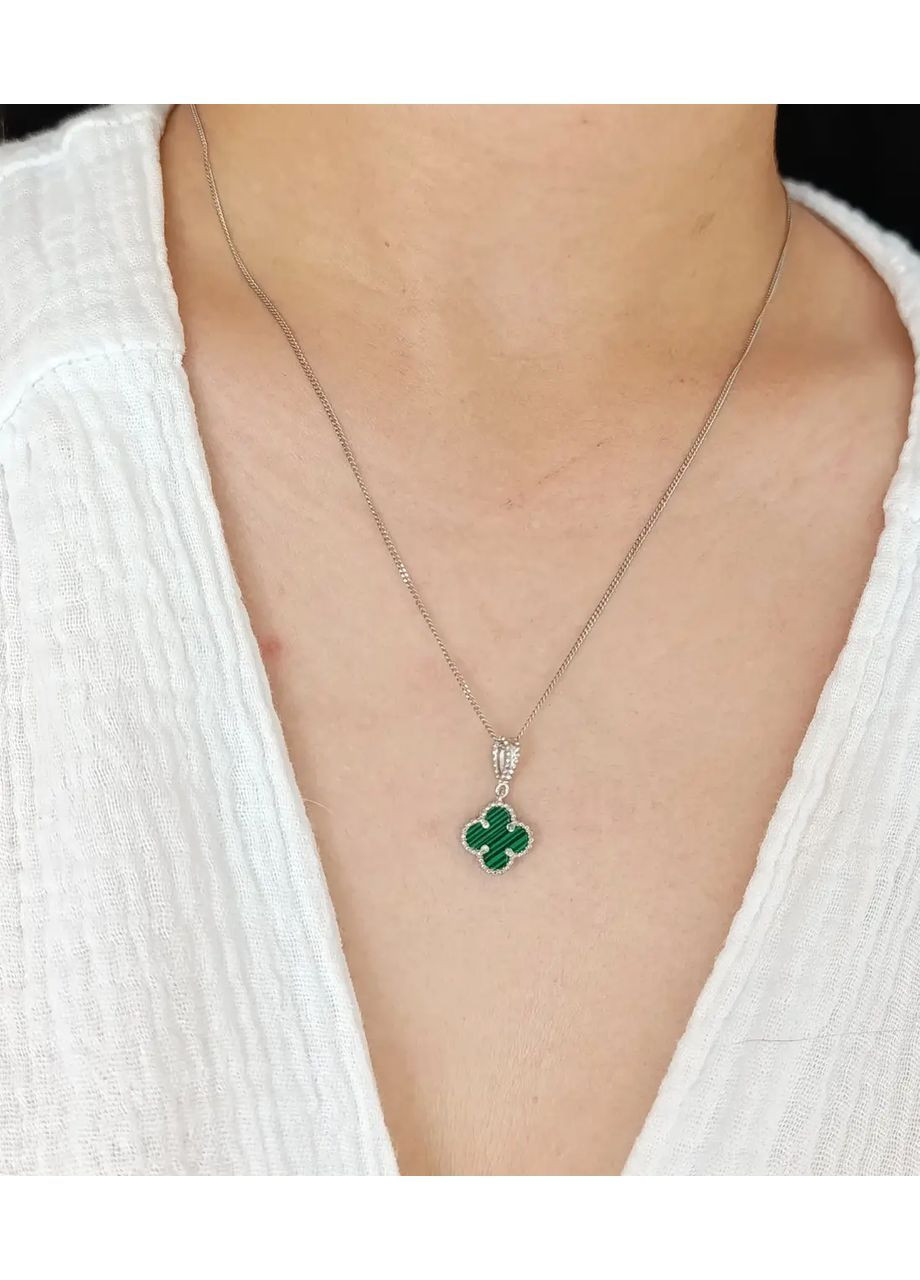 Серебряная подвеска "Клевер" (малахит) Арт.32311494034 Shatlen Підвіска (368294819)