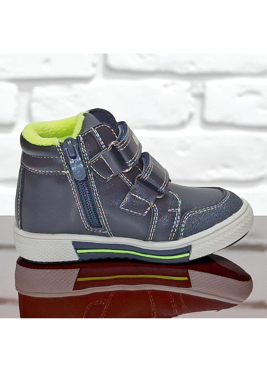 Темно-синие спортивные, повседневные, кэжуал осенние демисезонные ортопедические ботинки для мальчика, осенние хайтопы на липучках, утепленные деми ботинки на флисе сказка L&D