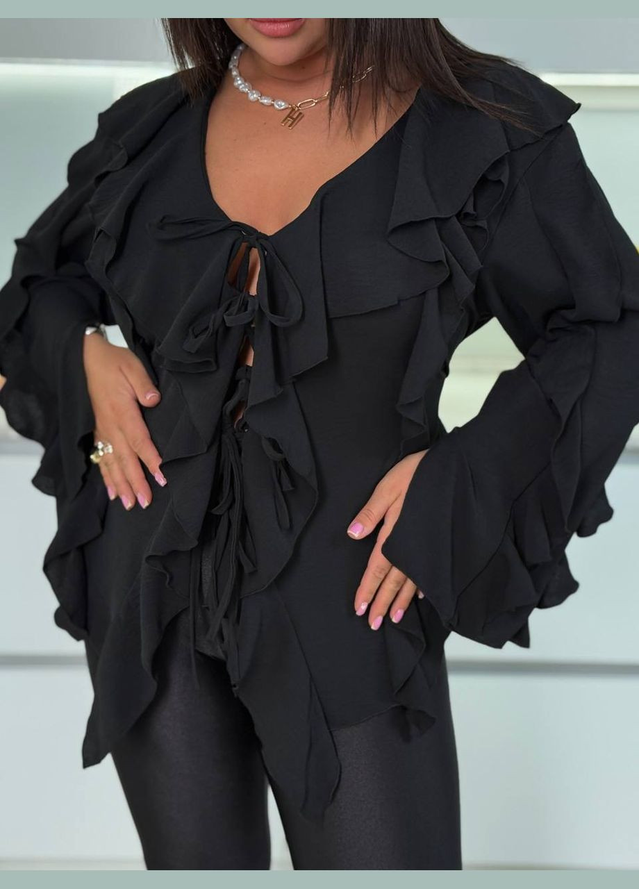 Чорна блуза з рюшами Україна
