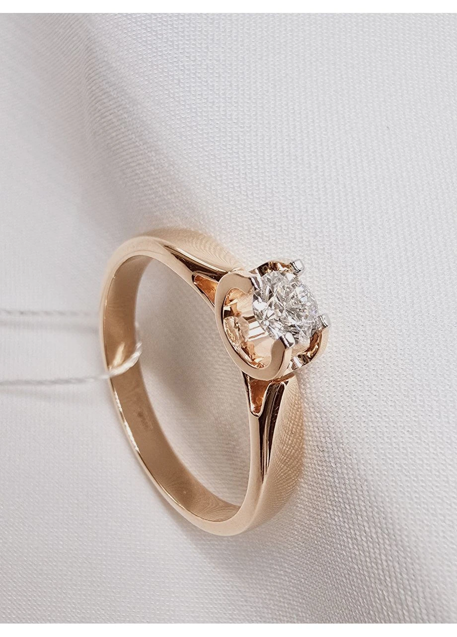 Золотое кольцо с бриллиантом, красное золото 585 пробы ( 17р) 1191244201-7к SOVA jewelry house (355795745)