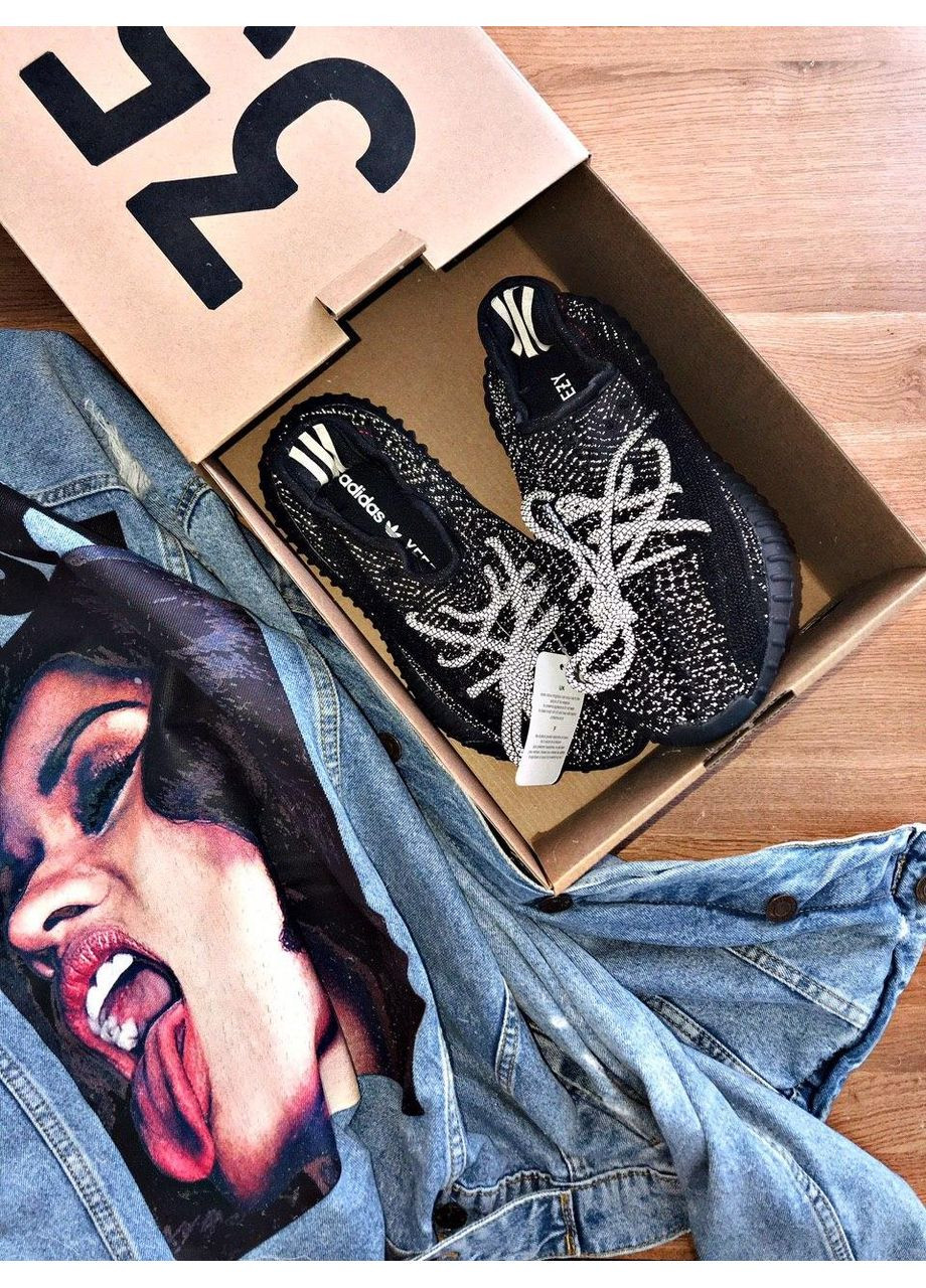 Чорні Осінні кросівки чоловічі adidas yeezy 350 v2 black адідас ізі буст No Brand