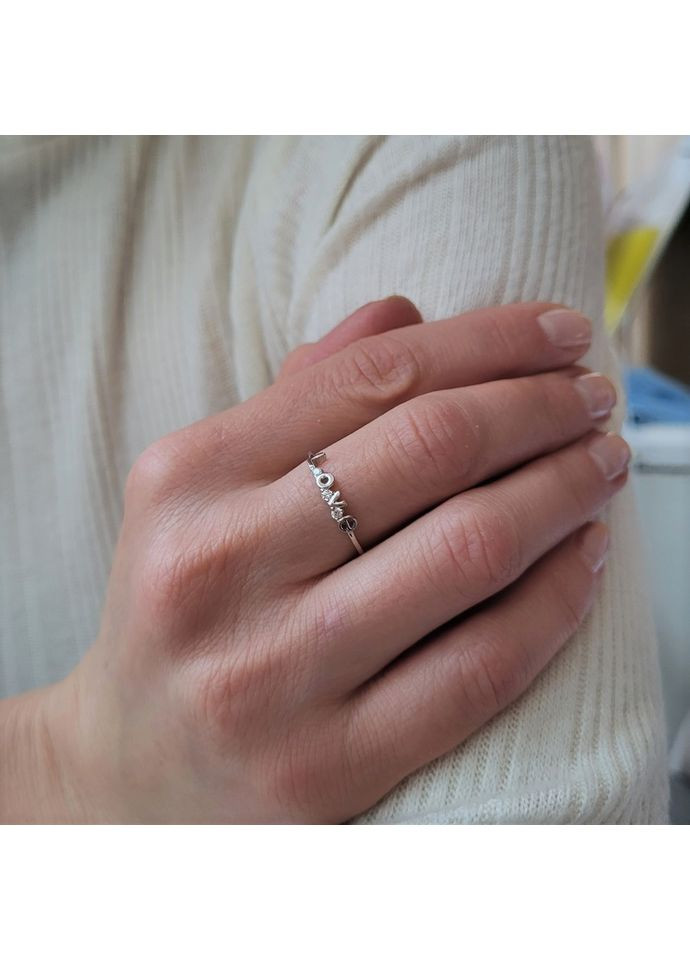 Серебряное кольцо в камнях Любовь размер серебро 925 пробы Родированное 4021р 0.80г No Brand (306741989)