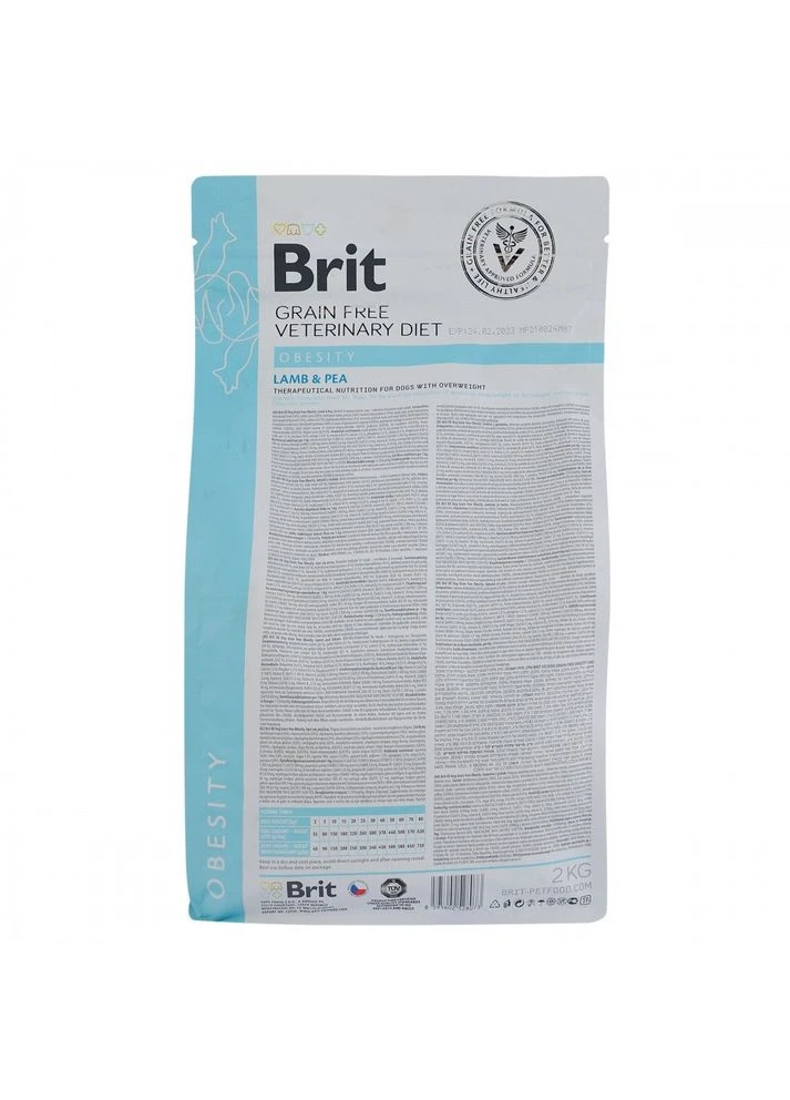 Корм сухой Brit Grain Free VetDiet Dog Obesity для собак для коррекции веса беззерновой с ягненком индейкой и горохом 2 кг Brit VetDiets (386995944)
