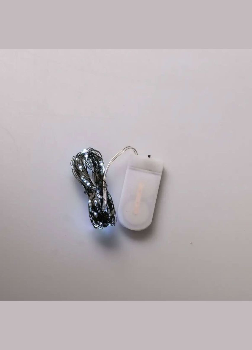 Світлодіодна гірлянда Роса 5 метрів на батарейках 50 led нитка на зеленому дроті біла 50L5MGW Garlando (365265094)