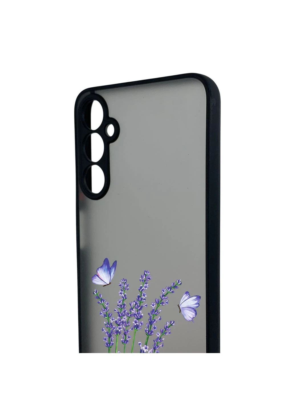 Чохол для телефона Galaxy A05S (SM-A057) с 3D принтом лаванда з метеликами із захистом камери чорний Samsung (399771078)