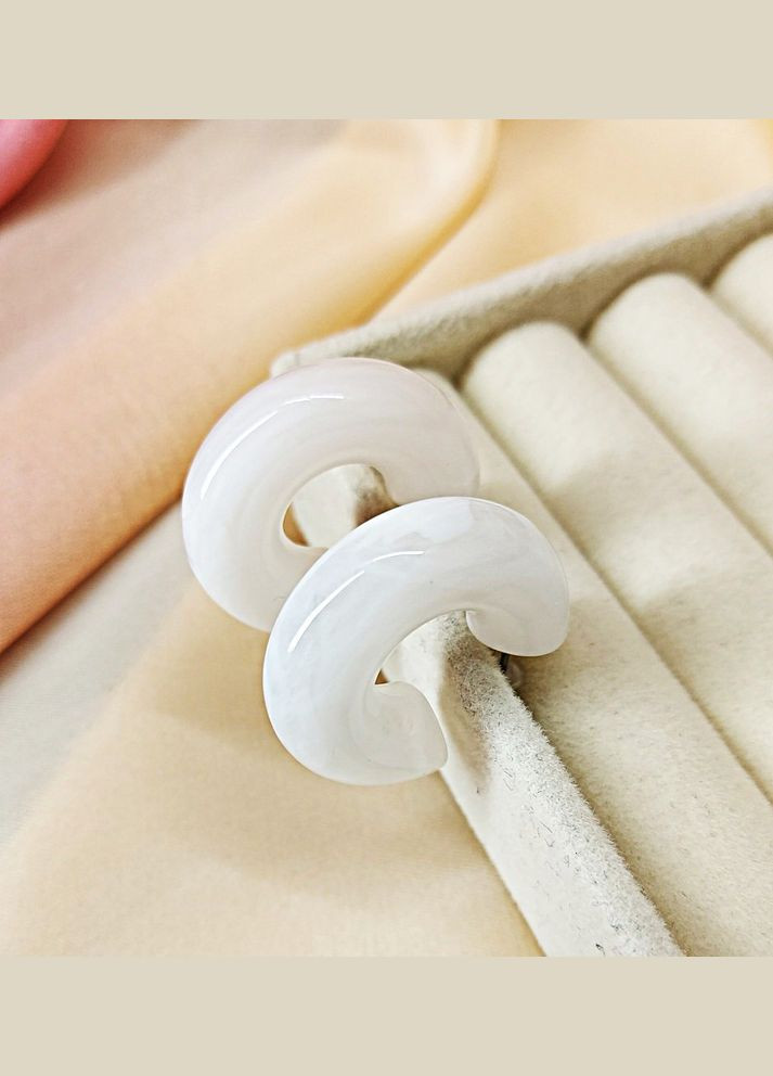 Сережки акрилові Білий мармуровий No Brand (335381313)