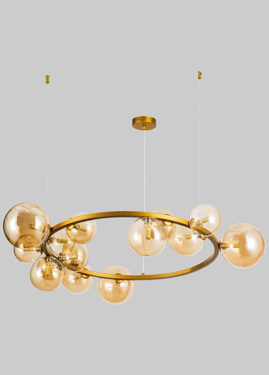 Бронзовая 80см круглая люстра из шаров на 15 ламп (918-LP267-15 DDG+BR) No Brand (370071283)