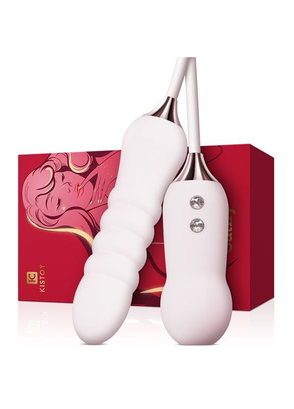 Пульсатор з вакуумним стимулятором Cathy White на гнучкому з’єднанні KisToy (296627357)
