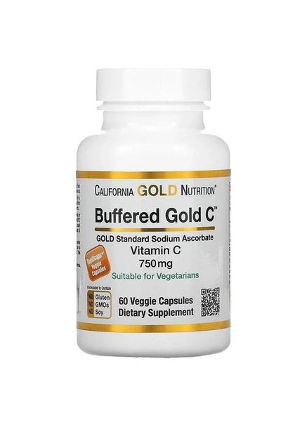 Витамин С Buffered Vitamin C Capsules 750 mg 240 Veggie Capsules California Gold Nutrition (282479179)