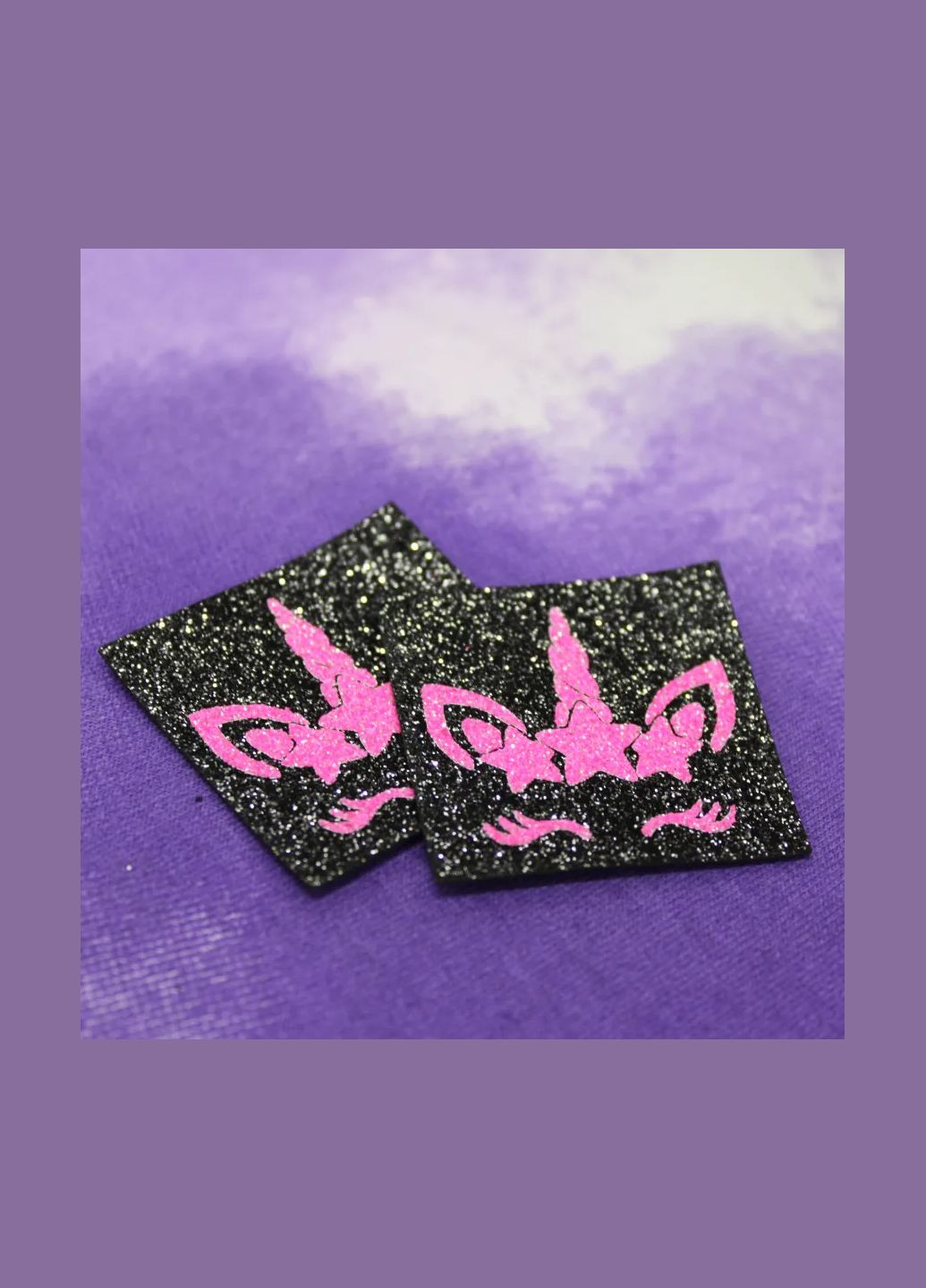 Нашивка з глітеру "Єдиноріг" чорного кольору (1288) No Brand (335811744)