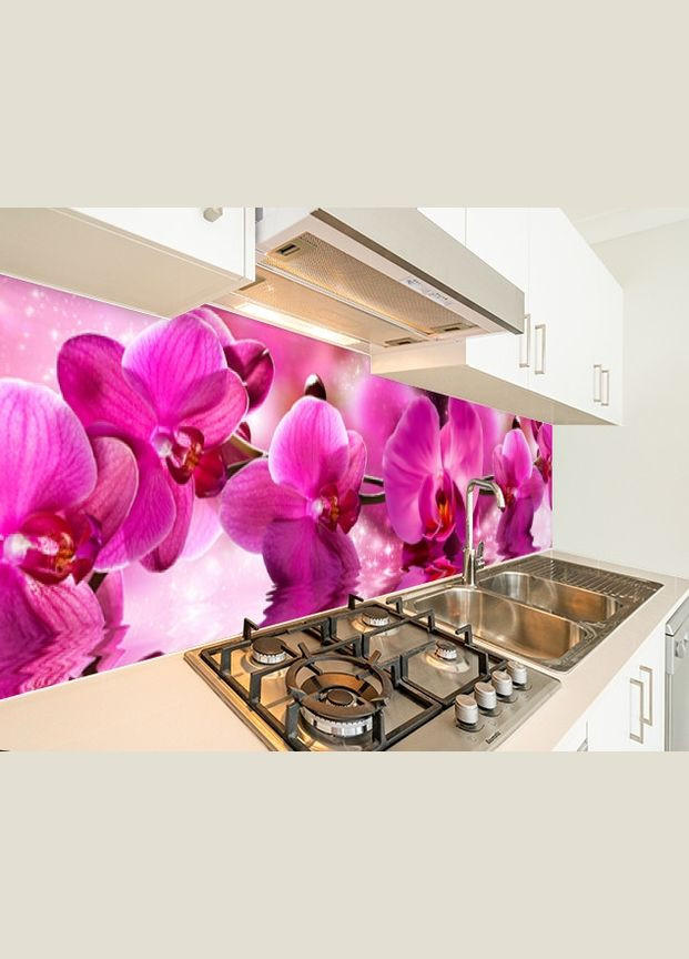Скинали на кухню из пленки виниловой орхидеи на воде, с защитной ламинацией, 65 х 250 см (БПs_fl11703-2) Декоинт (278288591)