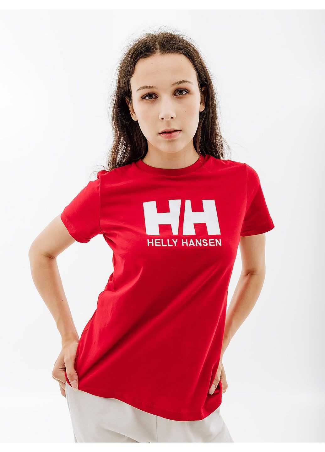 Красная демисезон футболка w hh logo t-shirt Helly Hansen
