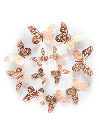 3D дзеркальні наклейки метелики 12 шт Бронзові F Rose No Brand (324271525)