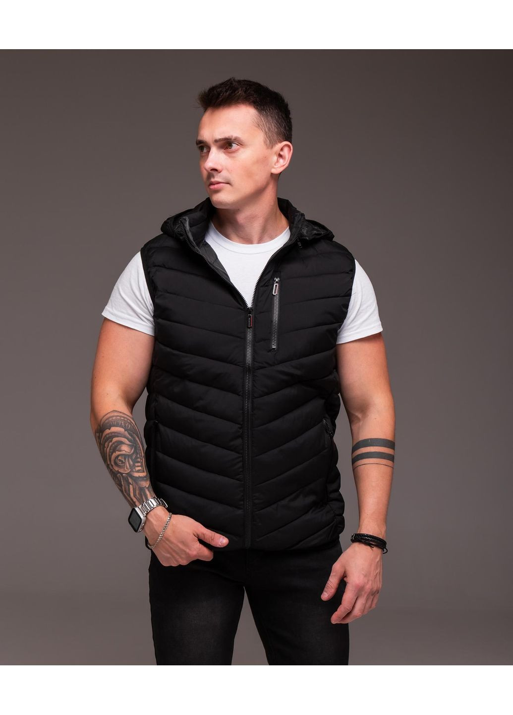 Жилет мужской утепленный съемный капюшон No Brand (352769049)