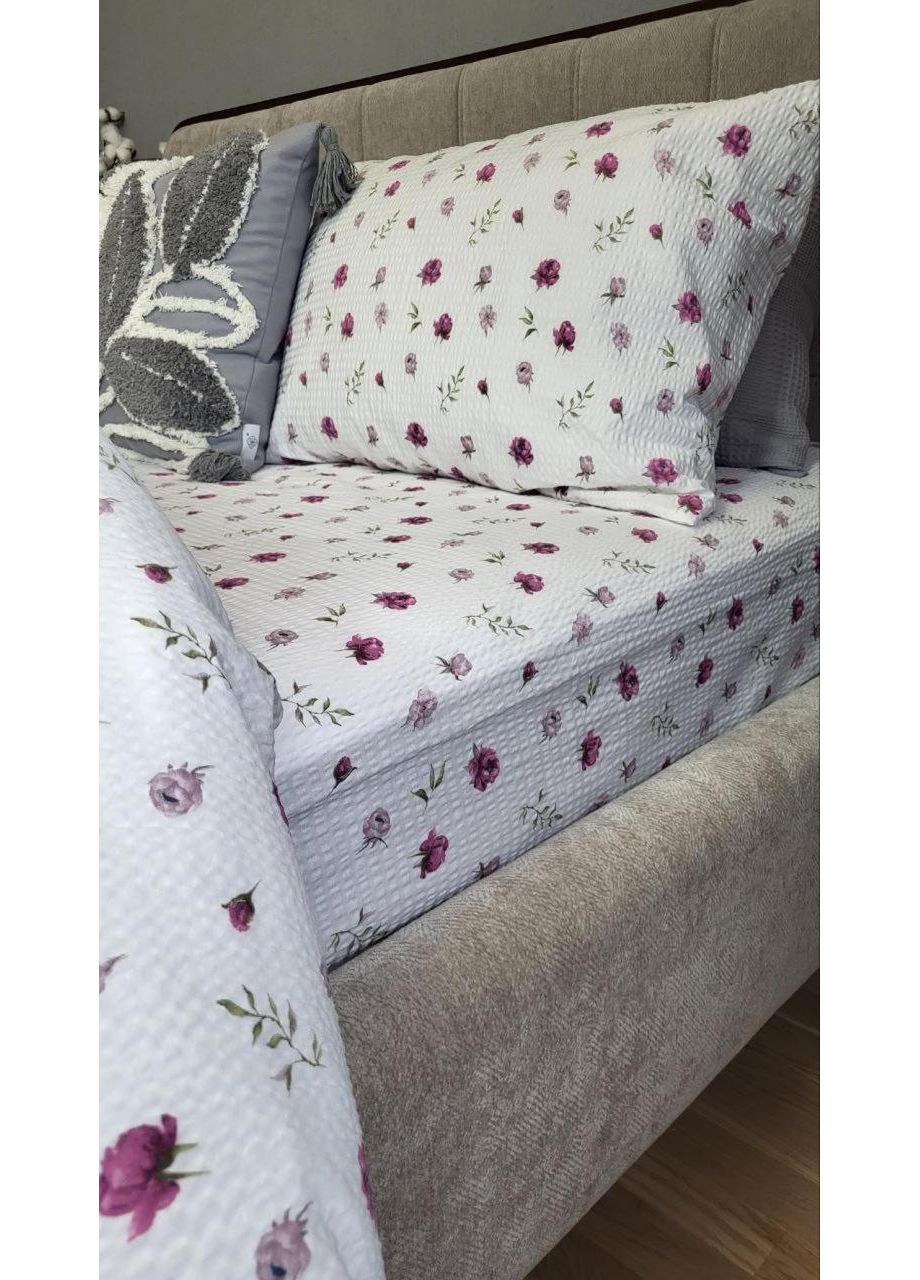 Постільна білизна з резинкою Німфа, ранфорс гофра (жатка) Двухспальний розмір, наволочки 70/70 No Brand (364219665)