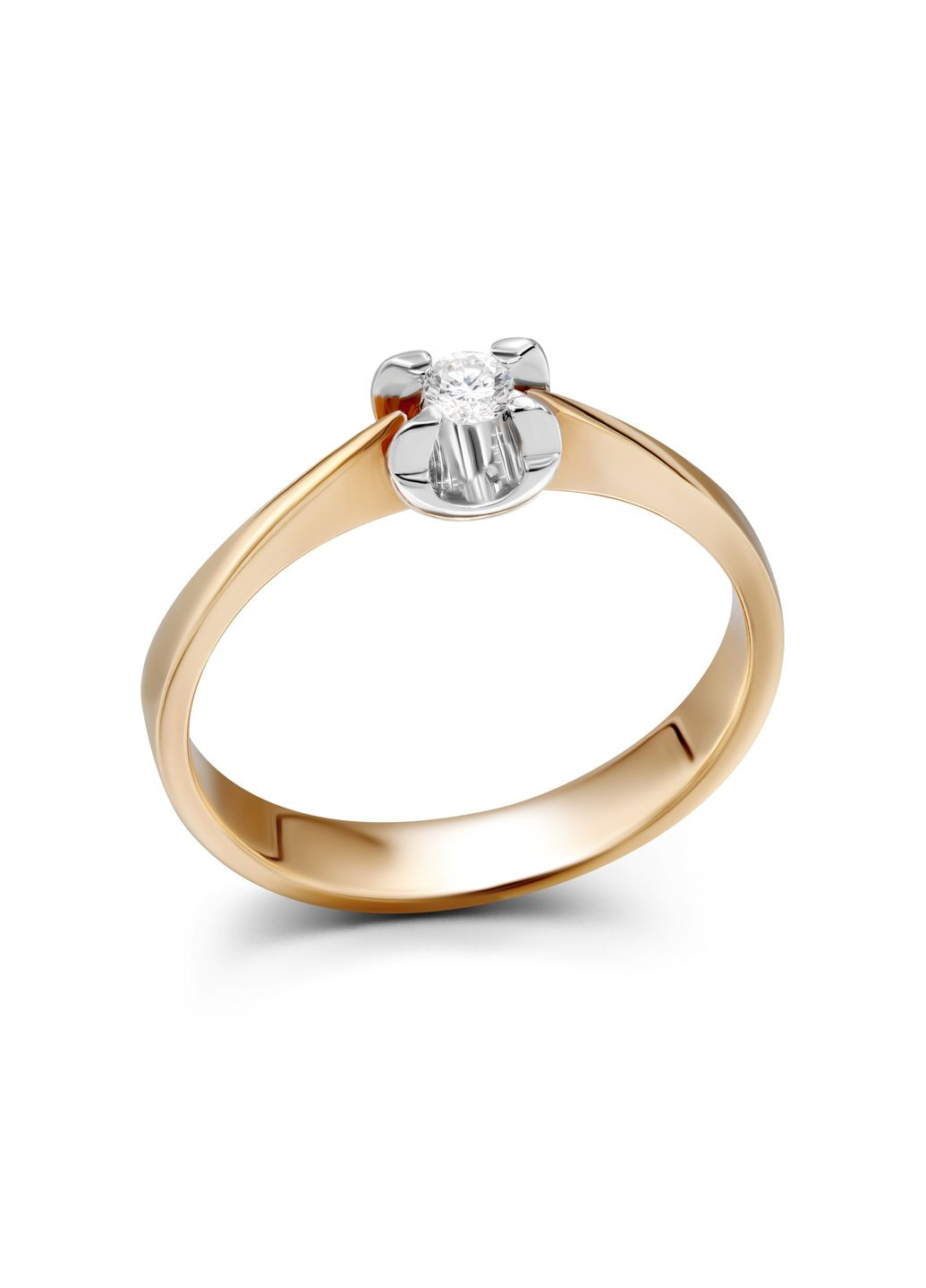 Кольцо с бриллиантом в комбинации белого и розового золота 1К464ДК-0013 Zarina (333833646)