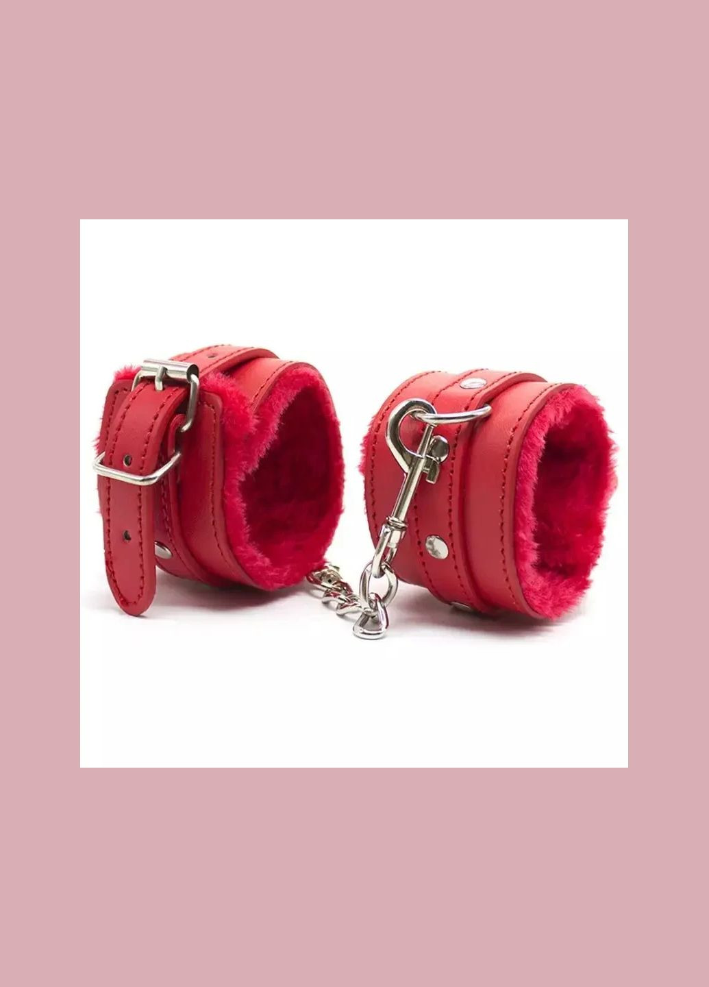 Наручники з хутром бдсм для інтимних рольових ігор червоні No Brand (341309911)