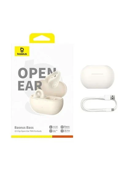 Бездротові навушники Bass 15 Clip Open-Ear TWS білі (A00079500223-00) Baseus (341485644)