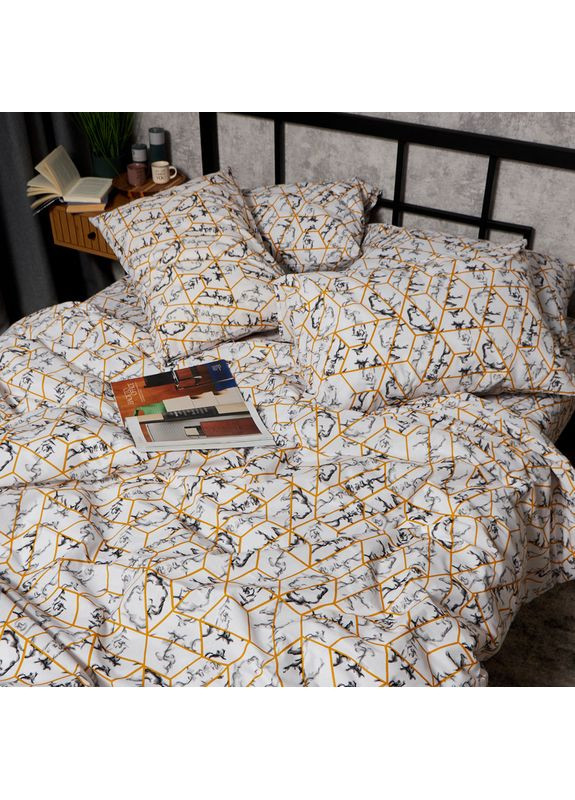 Комплект постільної білизни Бязь Gold Люкс Полуторний Євро 160х220 наволочки 2х50х70 (MS-820009471) Moon&Star Modern Marble (356116186)