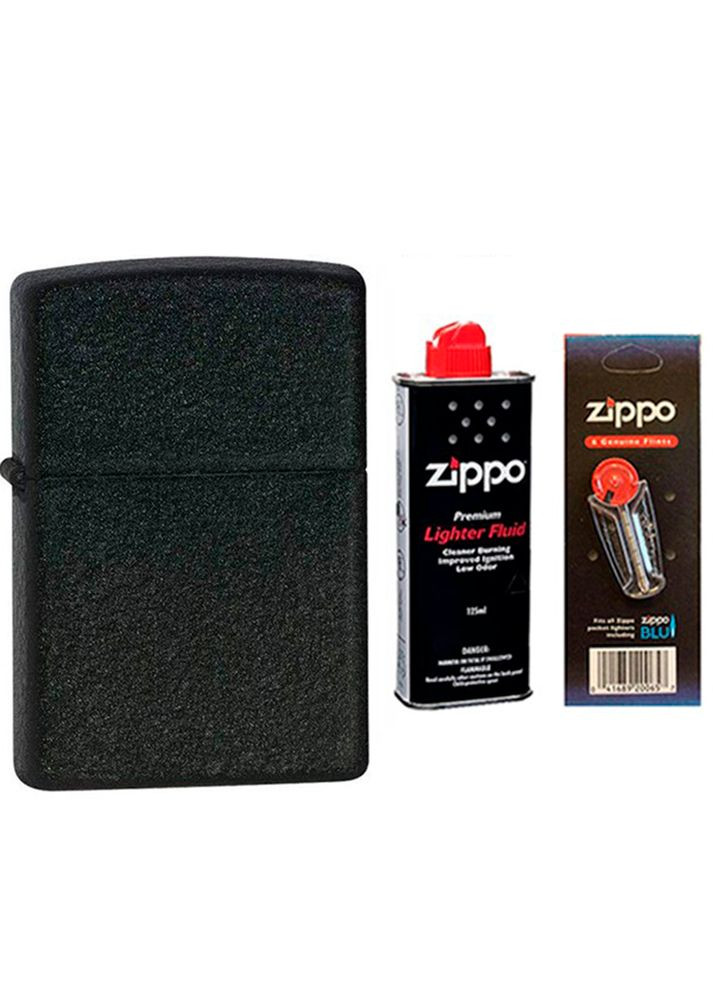 Комплект Запальничка 236 CLASSIC black crackle + Бензин + Кремені в подарунок Zippo (316615841)