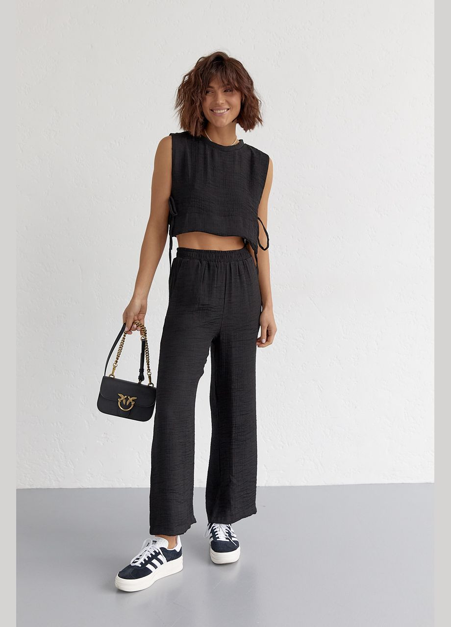 Летний женский костюм с брюками и топом с завязками Liton (296658521)