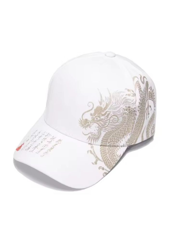Біла літня кепка з принтом дракона в китайському стилі, бейсболка з вигнутим козирком, унісекс No Brand (366547178)